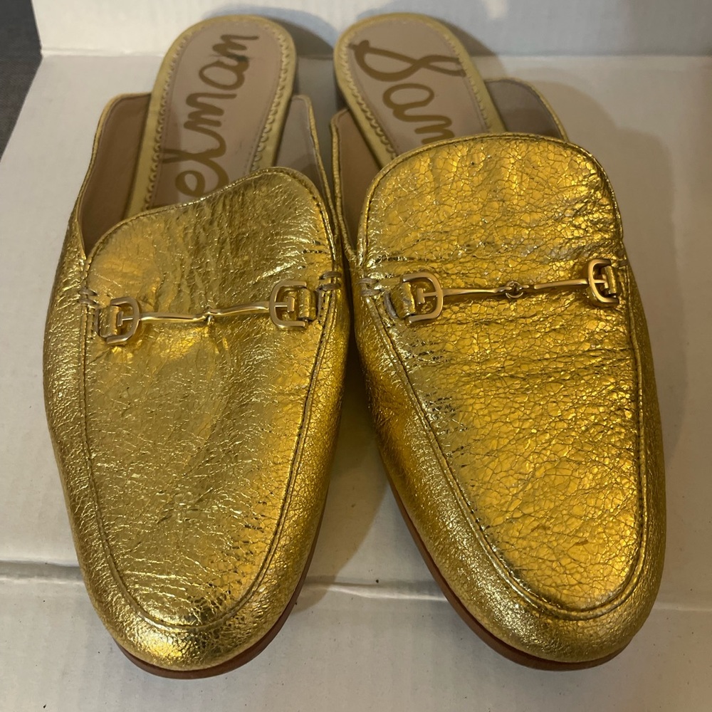 Sam Edelman Gold Flats with Shiny Finish